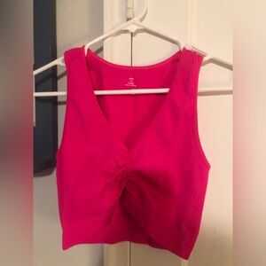 aerie Ribbed -Front Tank Top in Hot Pink